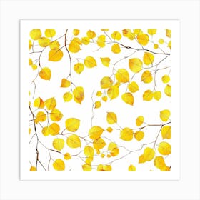 Seamless Pattern Of Golden Aspen Tree Leaves 2 Art Print