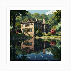 House By The Pond Art Print