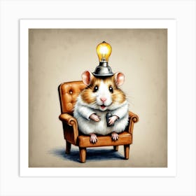 Hamster With Light Bulb Art Print