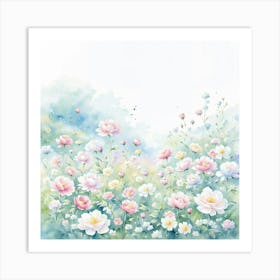 Watercolor Flowers Background 4 Art Print