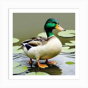 Mallard Duck In Water Art Print