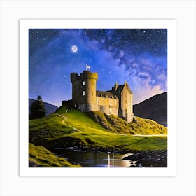 Scottish Castle At Night Art Print