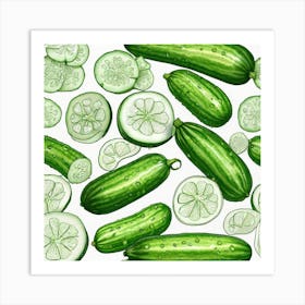 Cucumber As A Frame Ultra Hd Realistic Vivid Colors Highly Detailed Uhd Drawing Pen And Ink P (4) Art Print