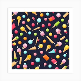 Ice Cream Pattern Art Print