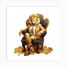 Lion Sitting On A Chair Art Print