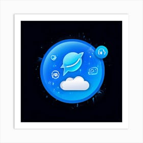 Blue Cloud Icon Art Print