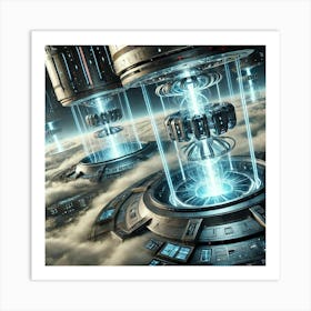 A Futuristic And Advanced Scene Depicting The Graviton Generators Art Print