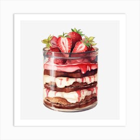 Strawberry Cake In A Glass Art Print