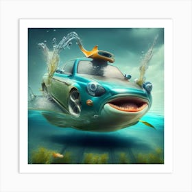 Car In The Sea Art Print