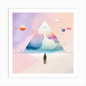 Man Standing In Front Of A Pyramid Art Print