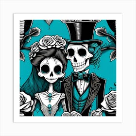 Day Of The Dead Wedding 1 Art Print