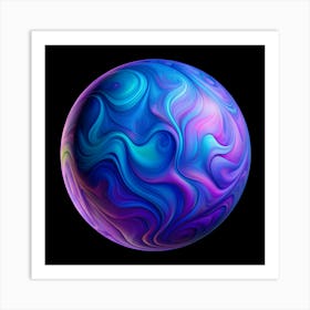 Abstract Blue And Purple Sphere Art Print