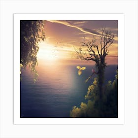 Sunset Over The Ocean Art Print