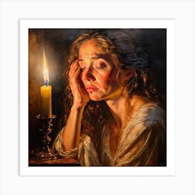 Woman With A Candle Art Print