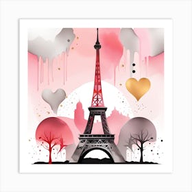 Paris Eiffel Tower textured monochromatic Art Print
