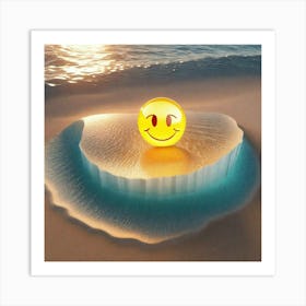 Smiley Face On Ice Art Print