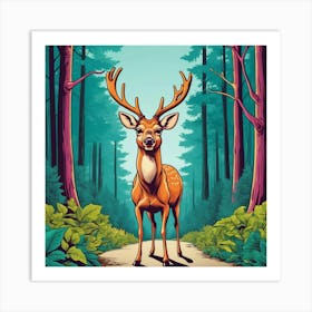 Deer In The Forest 9 Art Print