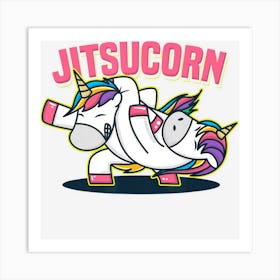 Funny Jiu Jitsu Cute Unicorn Self Defense Art Print