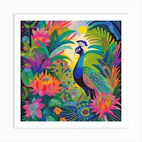 Peacock In The Jungle 9 Art Print