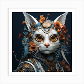 Cat With Flowers Art Print