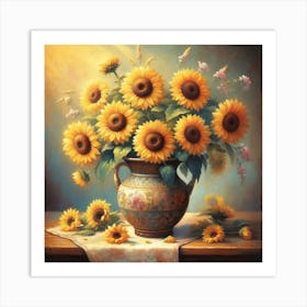 Sunflowers In A Vase 2 Art Print