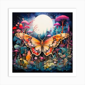 Butterfly In The Moonlight 1 Art Print