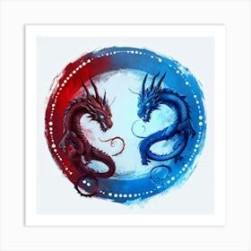 Two Dragons In A Circle Art Print