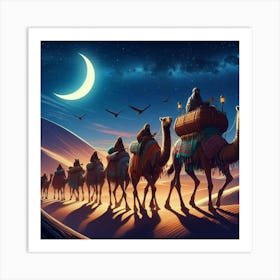 Bedouin Caravan Night Travel 1 Art Print