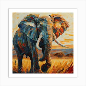 Elephant In The Grass art print Art Print