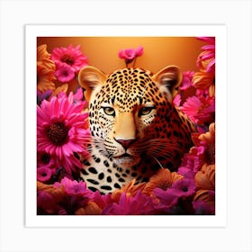 Leopard In Flowers 5 Art Print