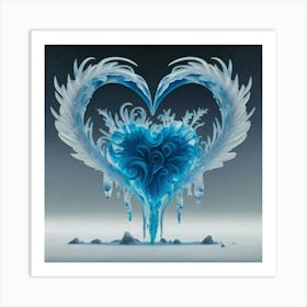 Heart silhouette in the shape of a melting ice sculpture 5 Art Print