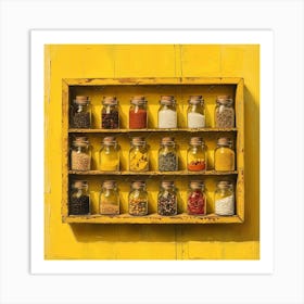 Spices On A Shelf Yellow 1 Art Print