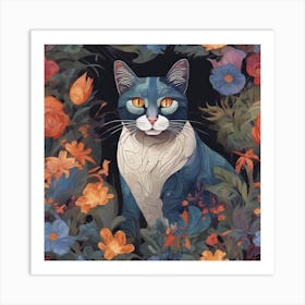 Cat In The Garden 3 Art Print