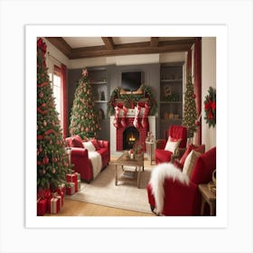 Christmas Living Room Art Print