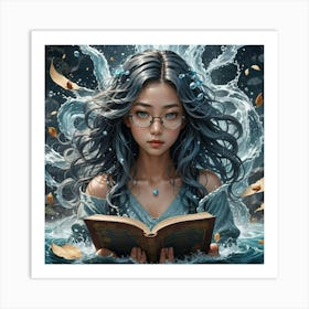 Water Girl Reading A Book Art Print