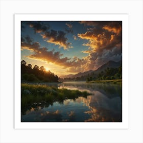 Sunset In The Mountains 29 Art Print