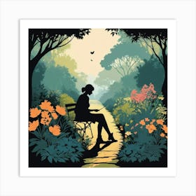 Woman Reading In The Park Art Print