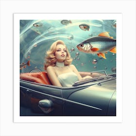 Girl In A Car 4 Art Print