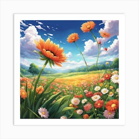 Field Of Daisies Art Print