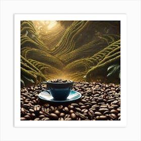Coffee Cup On Coffee Beans 6 Art Print