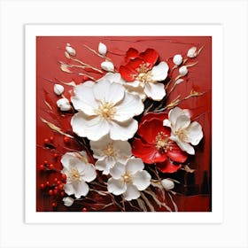 Red And White Flowers Art Print