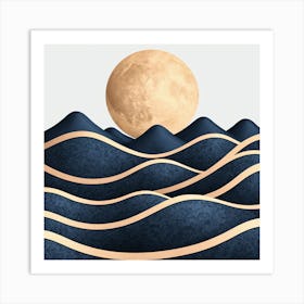 Moon And Waves 41 Art Print