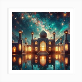 Islamic Mosque At Night Art Print