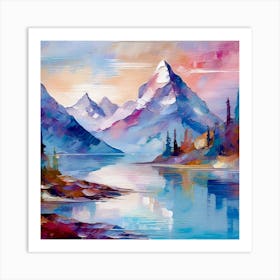 Firefly An Illustration Of A Beautiful Majestic Cinematic Tranquil Mountain Landscape In Neutral Col 2023 11 23t001803 Art Print