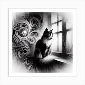 Cat In The Window Art Print