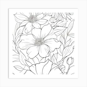 Flower Coloring Page Art Print