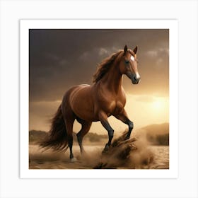 Horse Galloping In The Sand Art Print