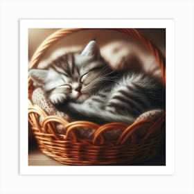 Kitten In A Basket 2 Art Print