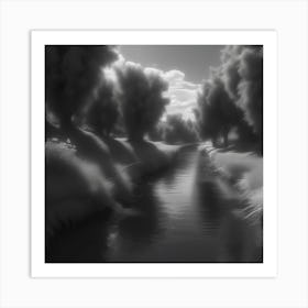 River In Black And White 4 Art Print