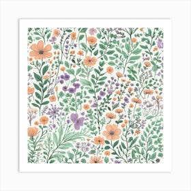 Floral Seamless Pattern Art Print